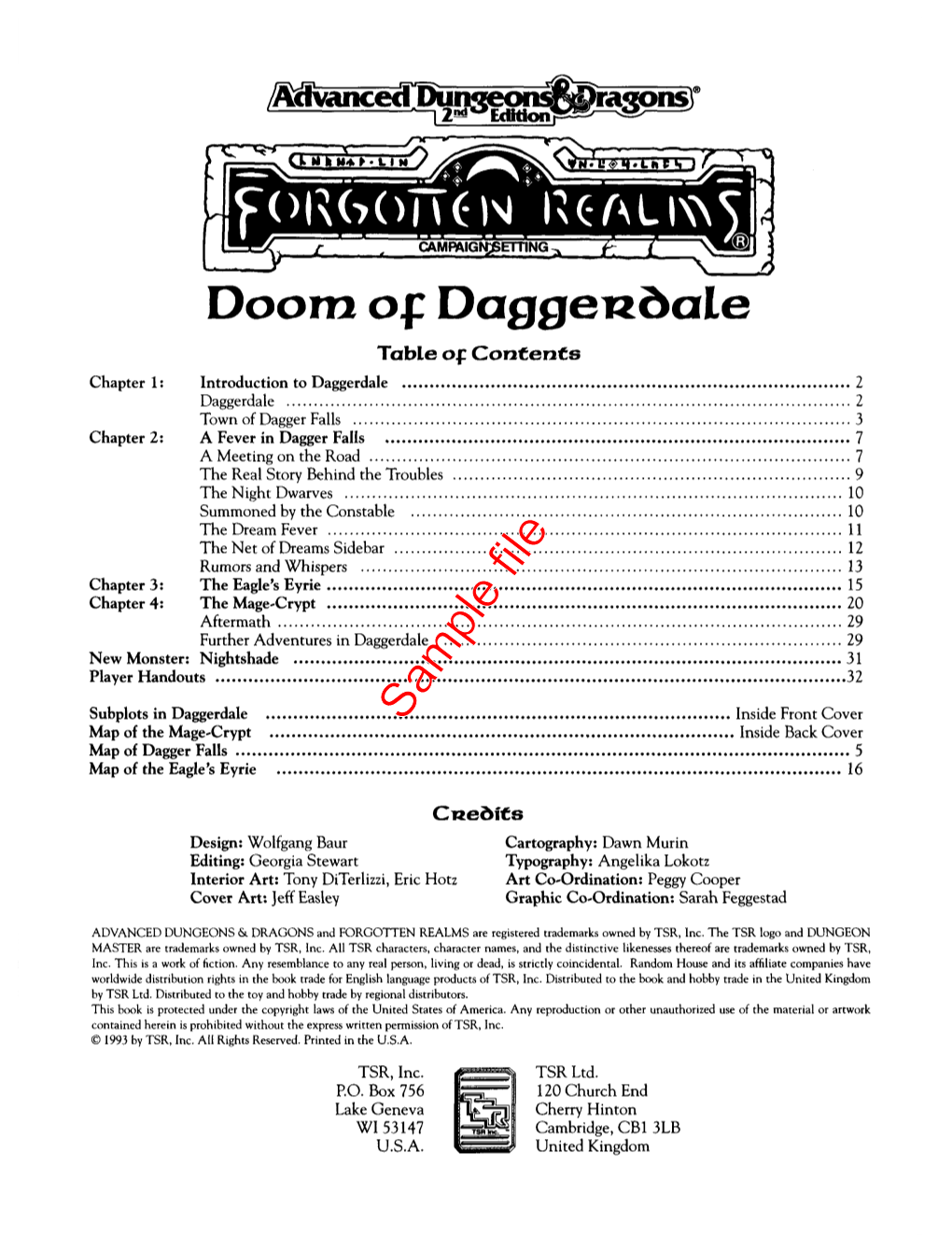 Doom of Daggerdale Includes a Number of Characters and Plots, Not All of Which the Players May Wish to Investigate Right Away