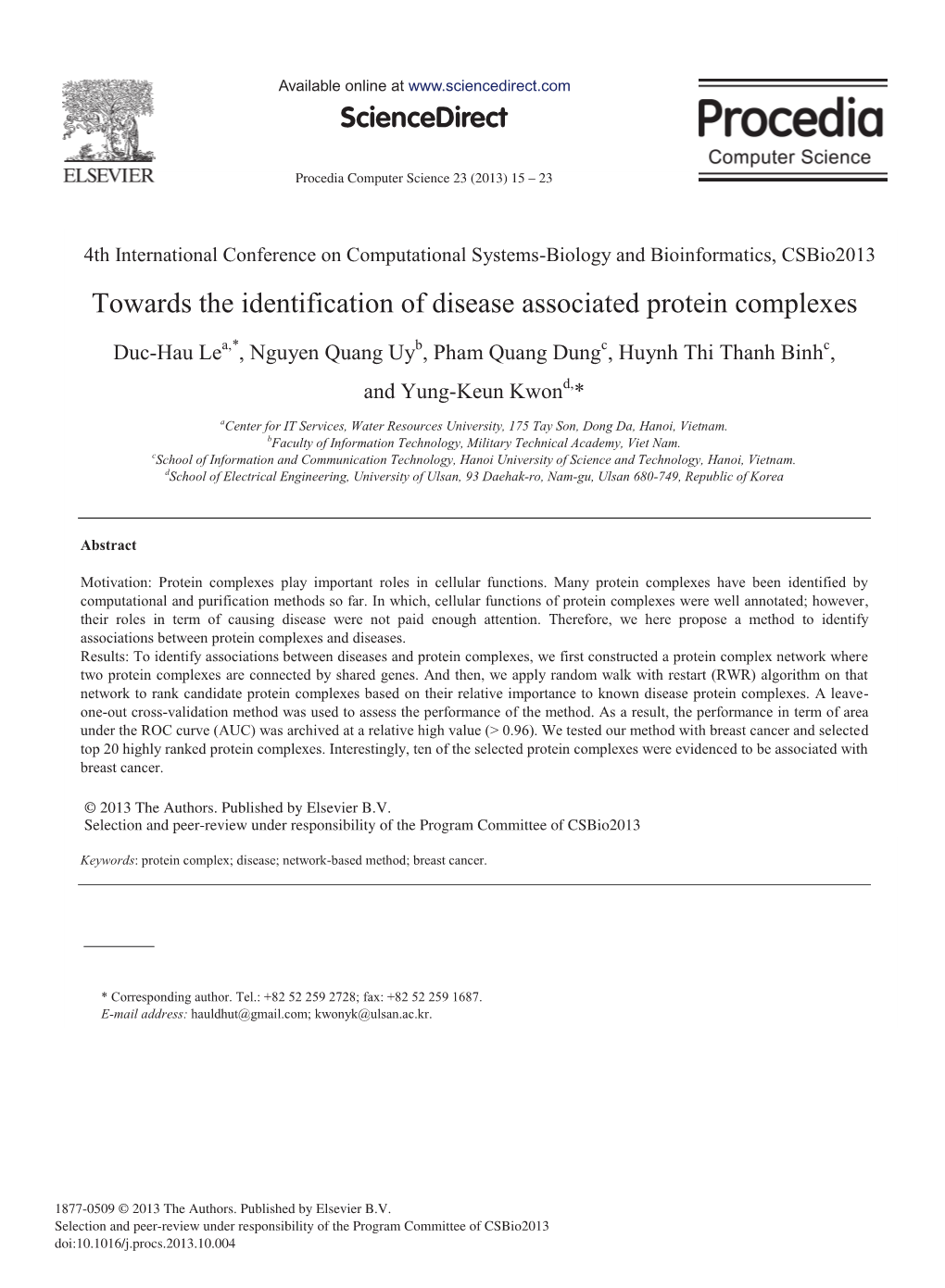 Towards the Identification of Disease Associated Protein Complexes