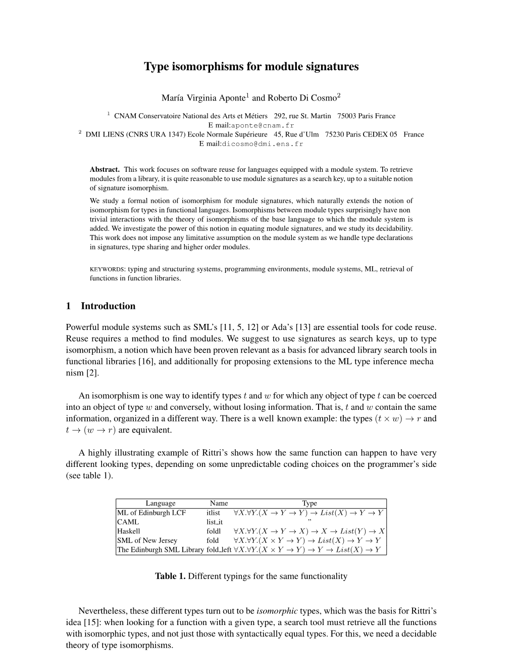 Type Isomorphisms for Module Signatures