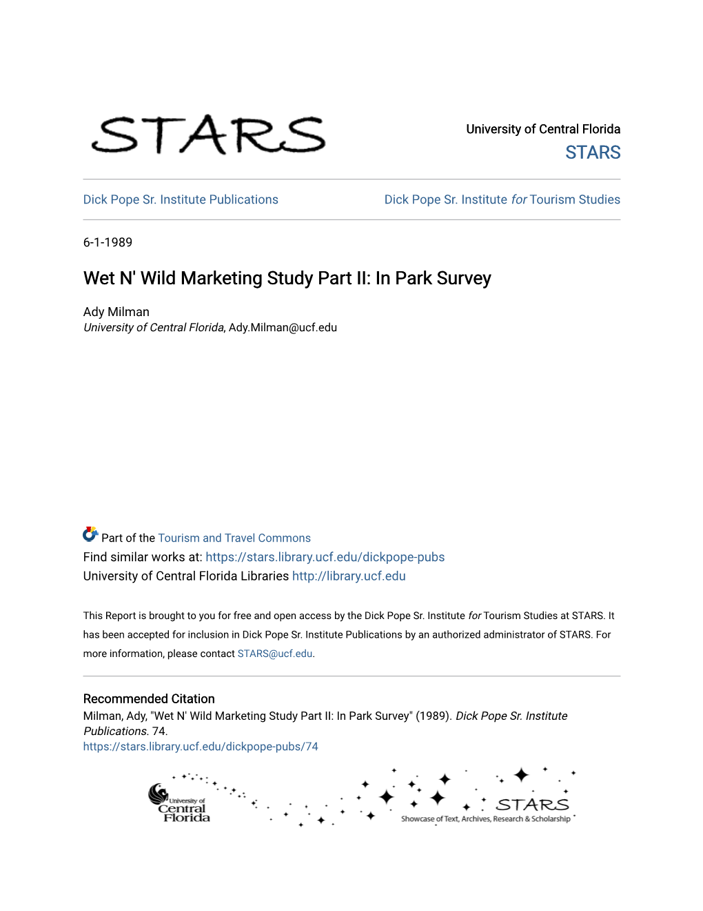 Wet N' Wild Marketing Study Part II: in Park Survey