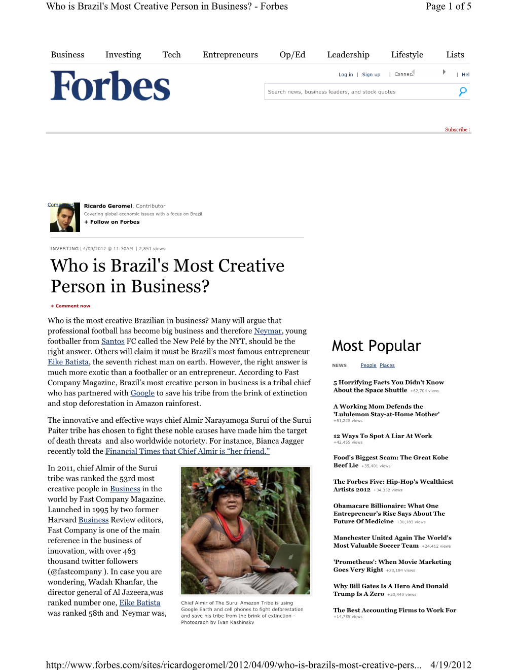 Who Is Brazil's Most Creative Person in Business? - Forbes Page 1 of 5