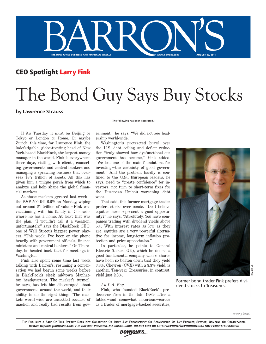 The Bond Guy Says Buy Stocks by Lawrence Strauss