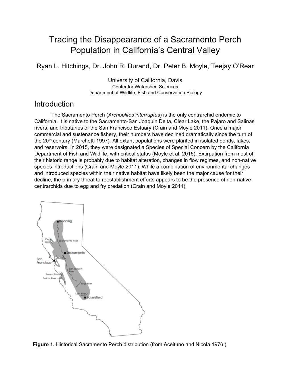 Tracing the Disappearance of a Sacramento Perch Population in California's Central Valley