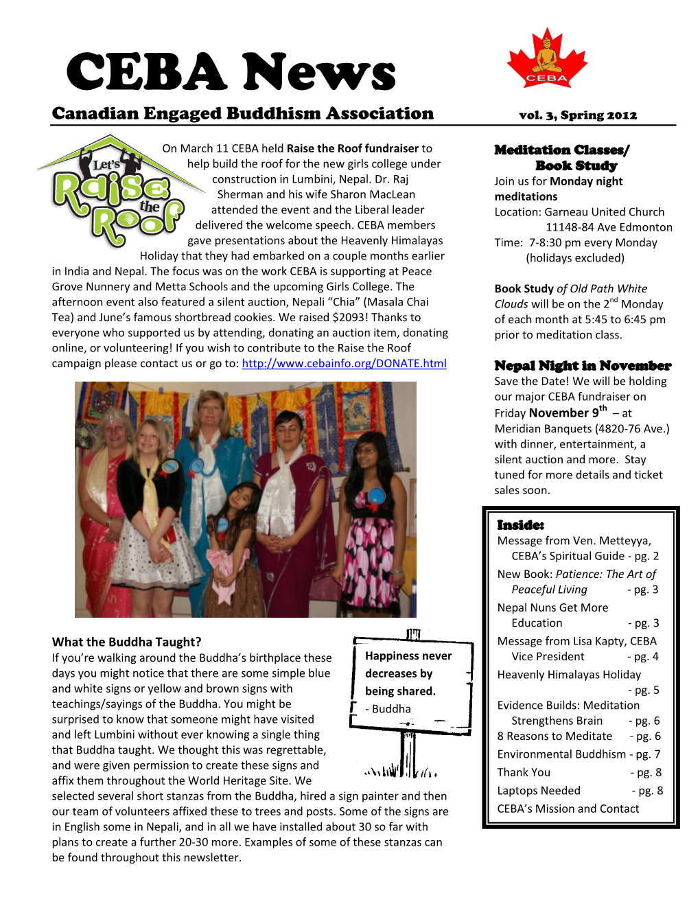 CEBA News Canadian Engaged Buddhism Association Vol