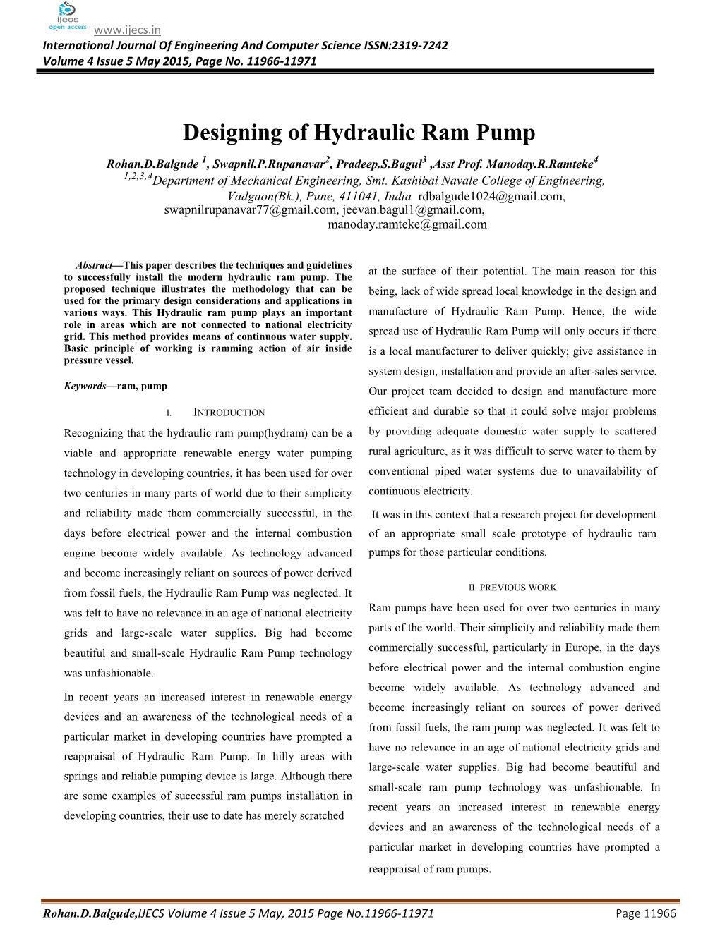 Designing of Hydraulic Ram Pump