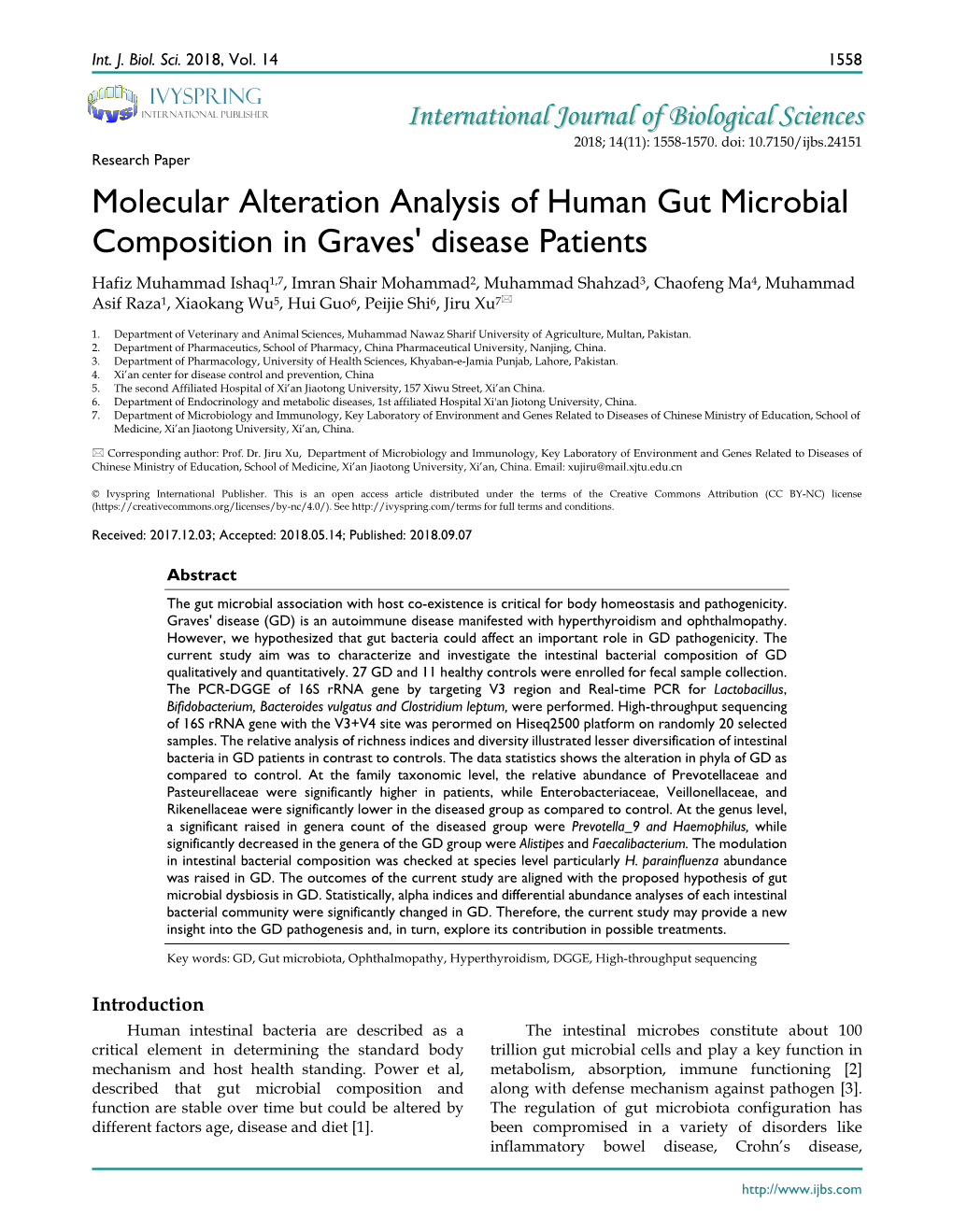 Molecular Alteration Analysis of Human Gut Microbial Composition