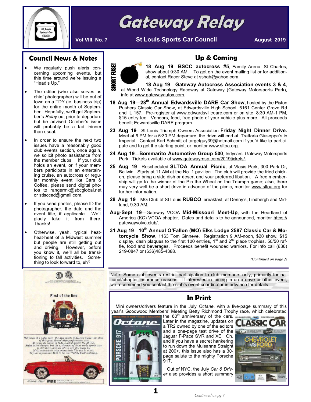 1 Council News & Notes up & Coming in Print