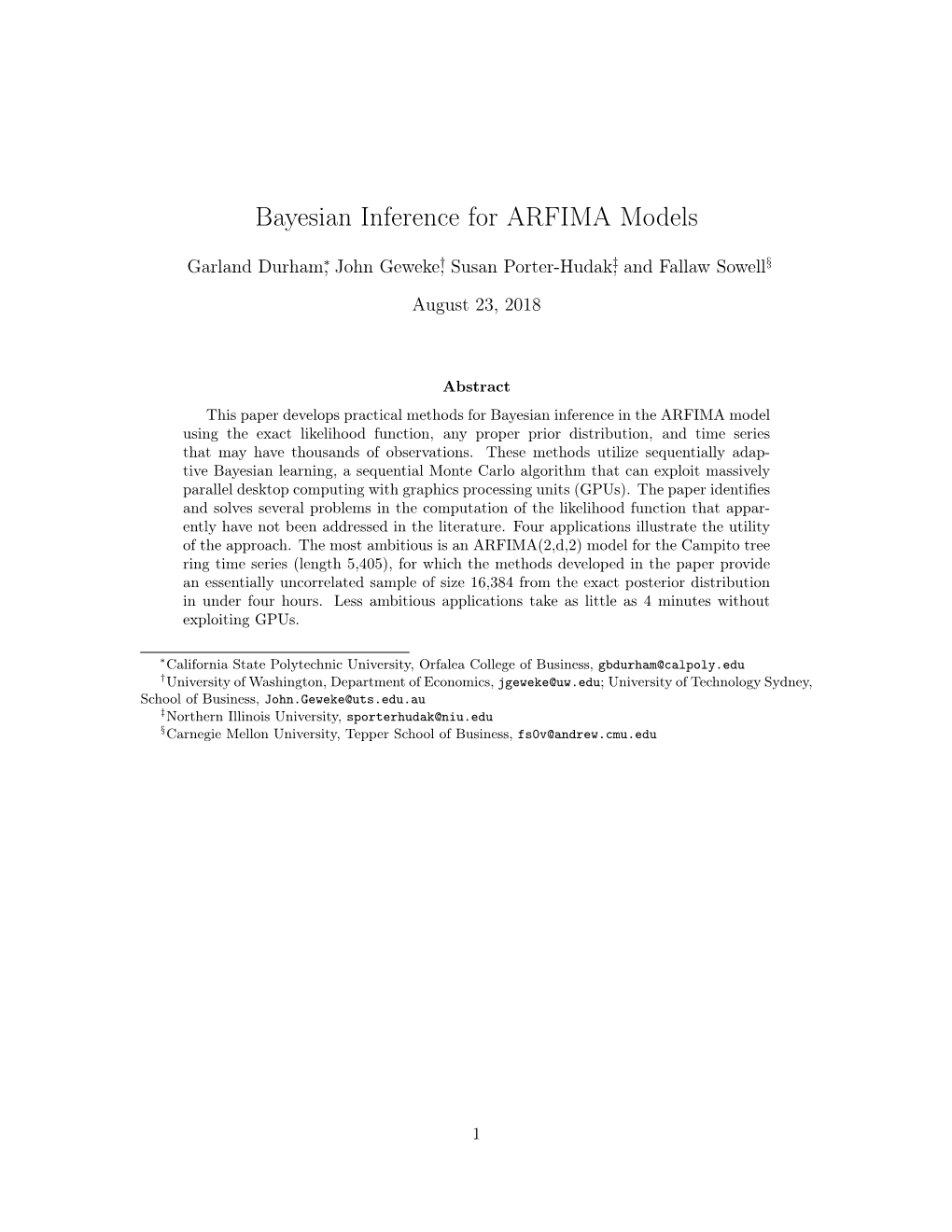 Bayesian Inference for ARFIMA Models