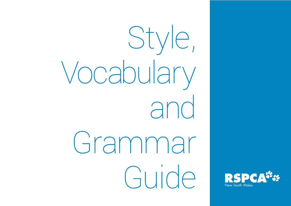 Style, Vocabulary and Grammar Guide 1 Use These Buttons to Navigate Between Sections of the Style Guide