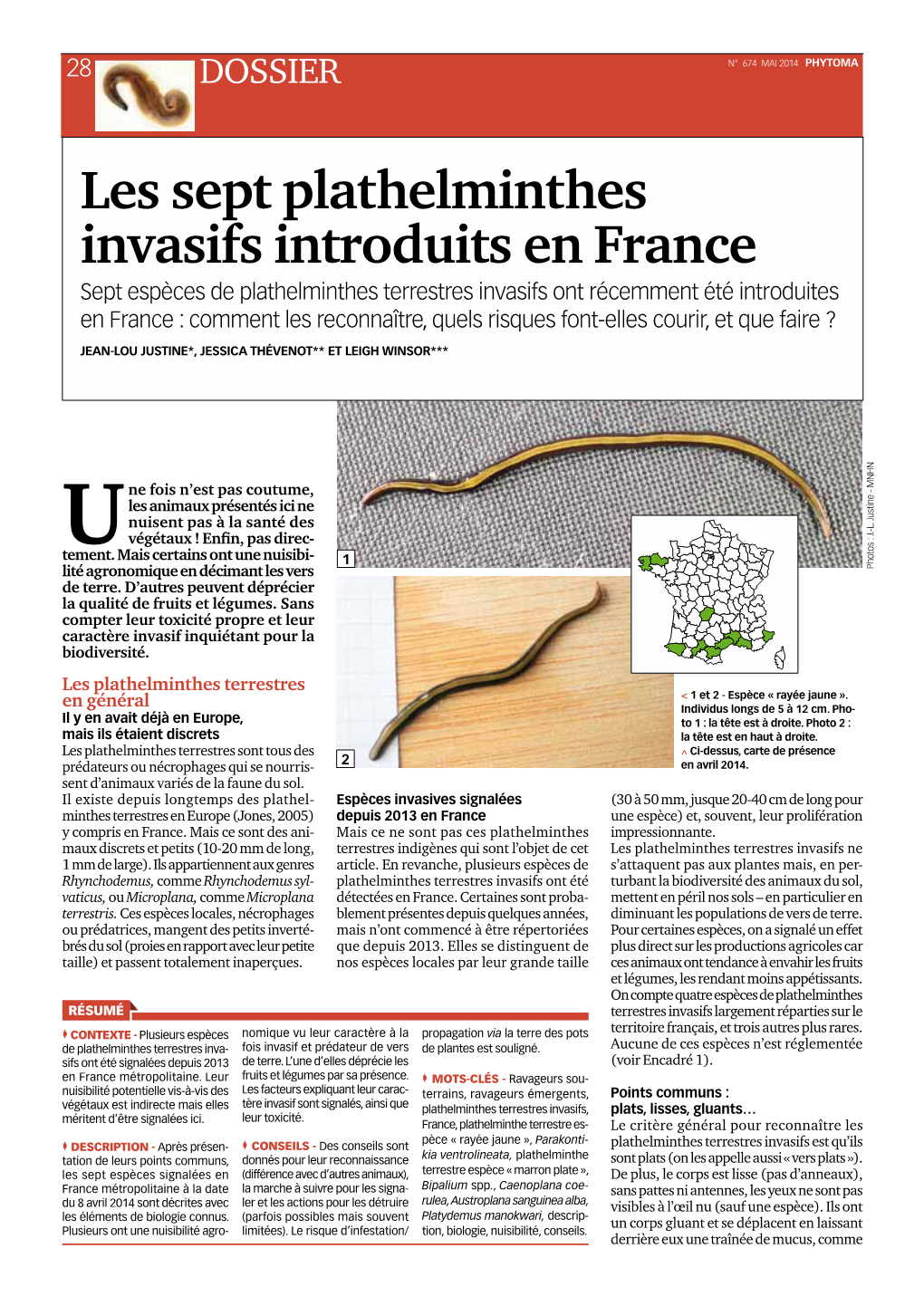Les Sept Plathelminthes Invasifs Introduits En France