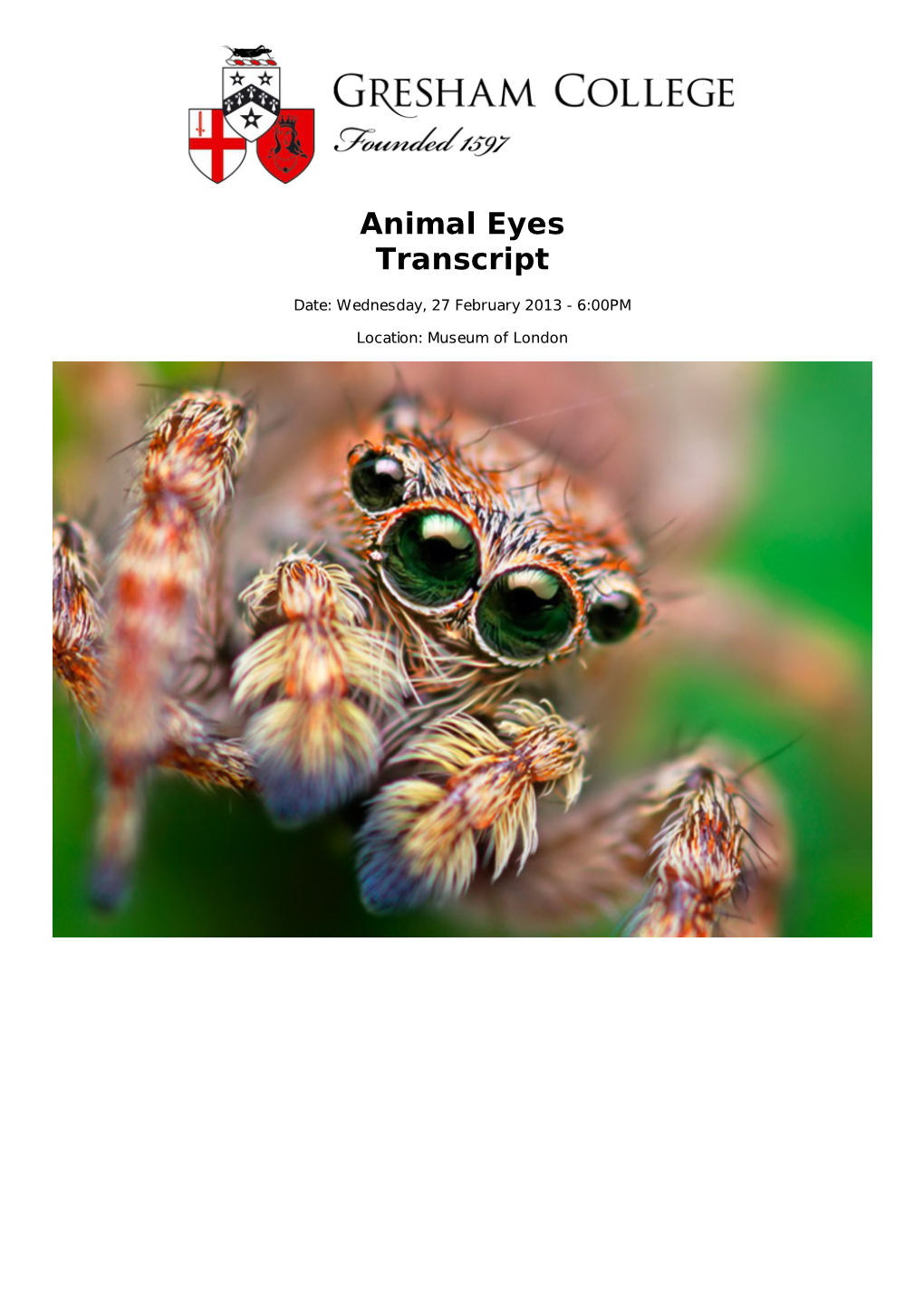 Animal Eyes Transcript