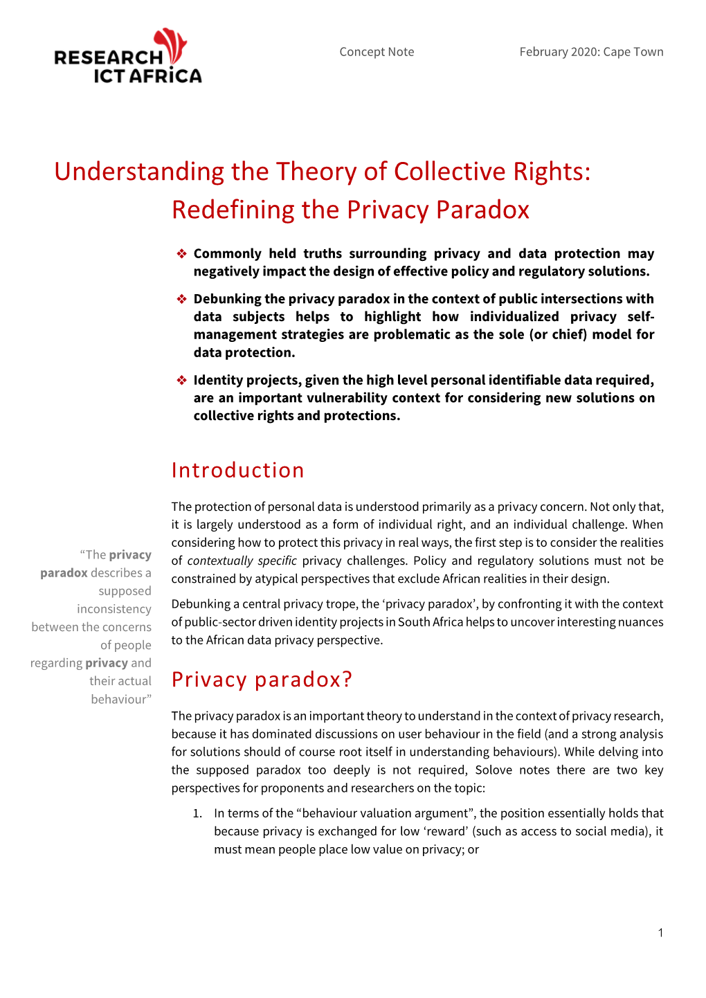 Understanding the Theory of Collective Rights: Redefining the Privacy Paradox