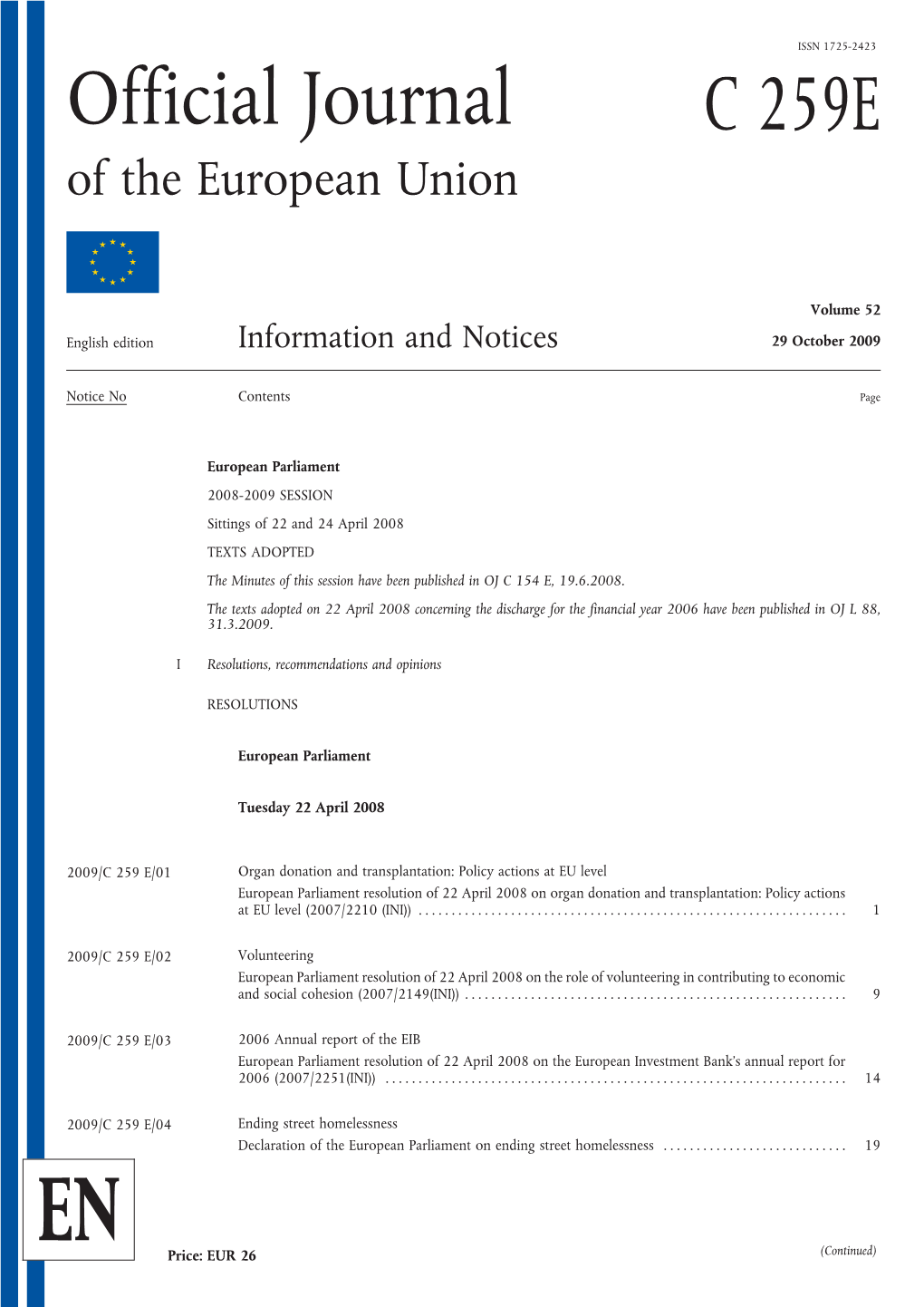 Official Journal C 259E of the European Union
