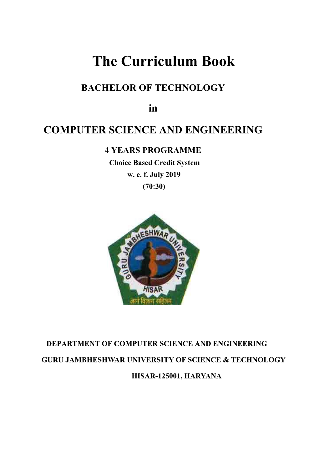 The Curriculum Book BACHELOR of TECHNOLOGY In