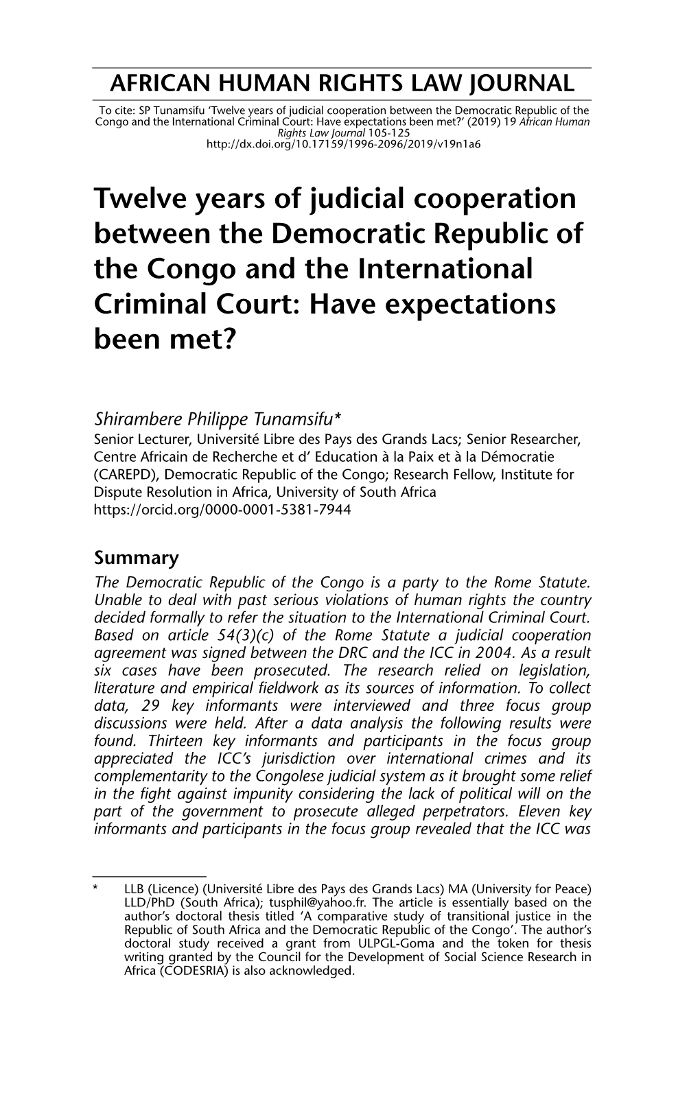 Twelve Years of Judicial Cooperation Between the Democratic Republic