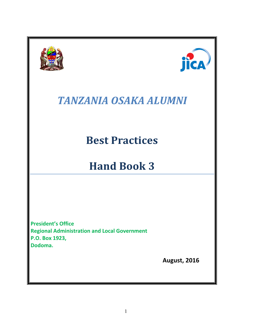 TANZANIA OSAKA ALUMNI Best Practices Hand Book 3