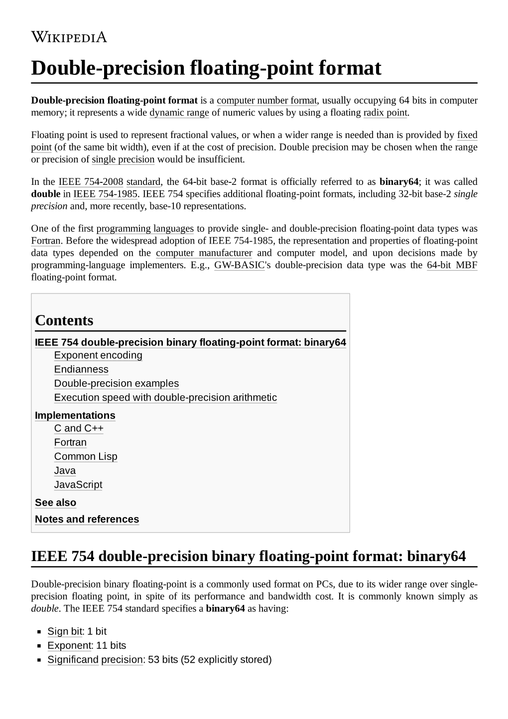 Double-Precision Floating-Point Format