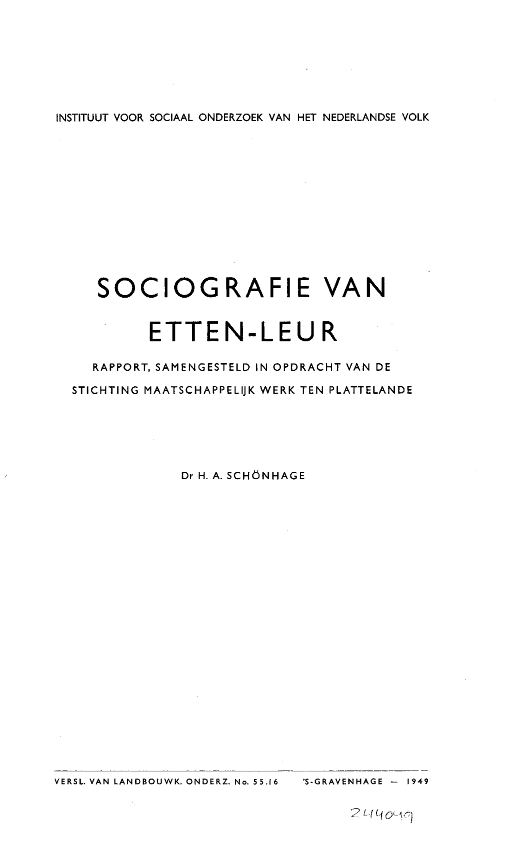 Sociografie Van Etten-Leur