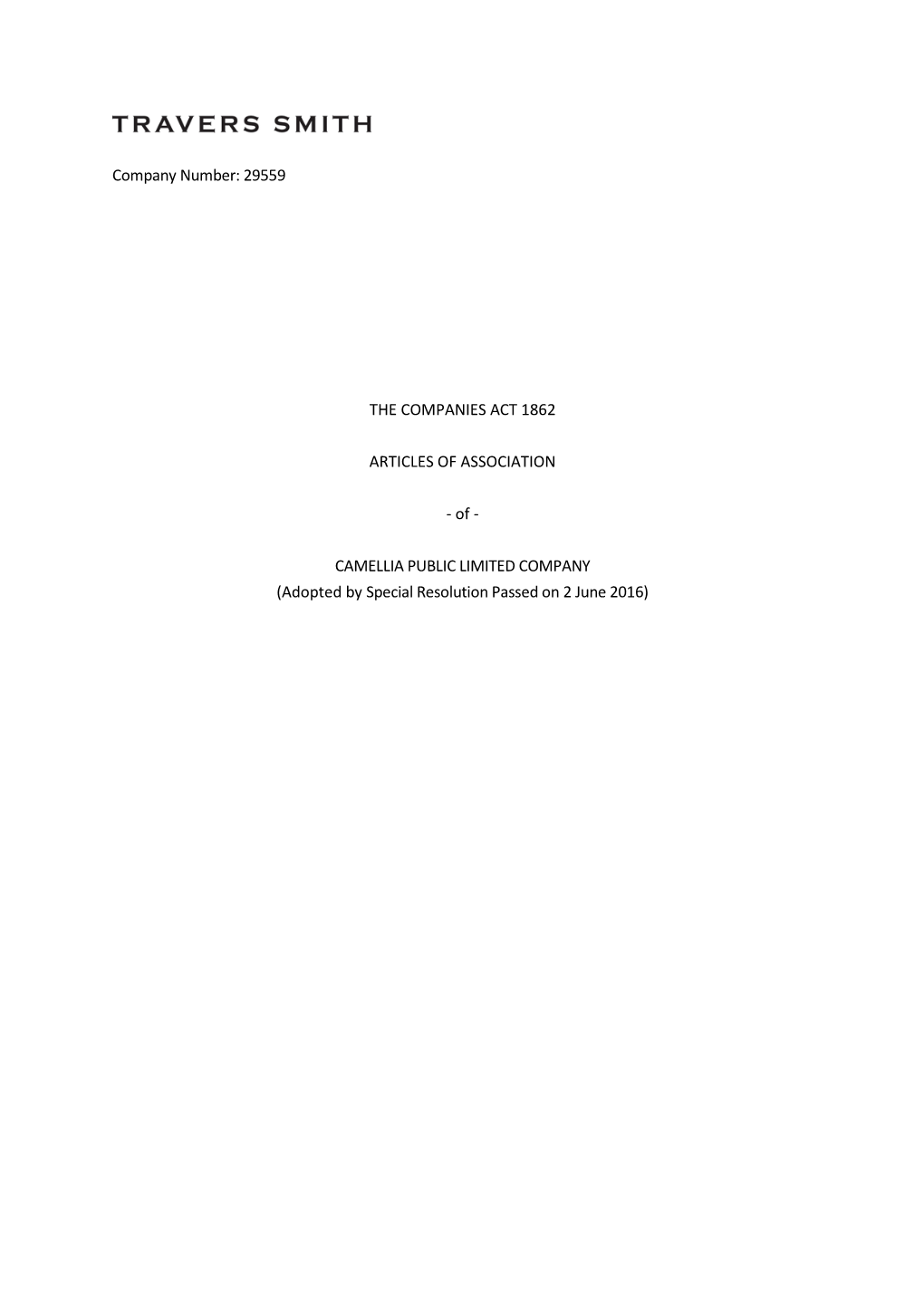 29559 the Companies Act 1862 Articles of Association