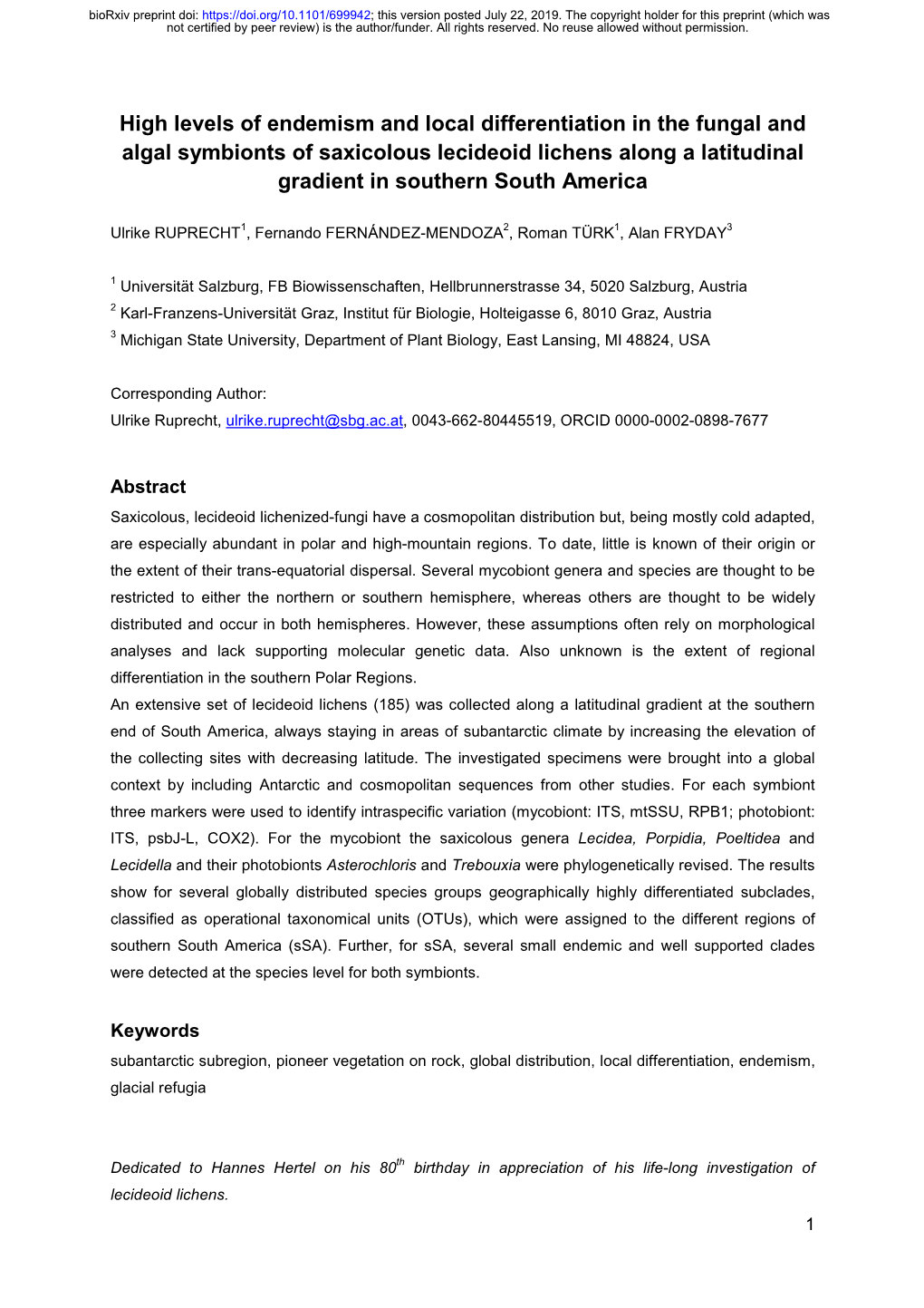 High Levels of Endemism and Local Differentiation in the Fungal And