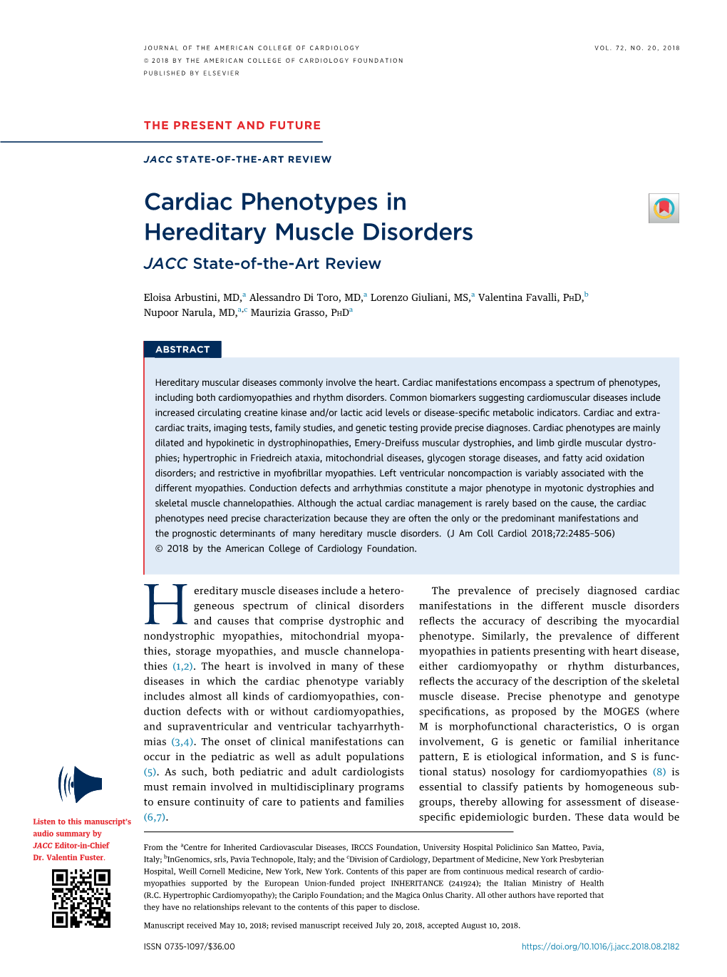 Cardiac Phenotypes in Hereditary Muscle Disorders JACC State-Of-The-Art Review