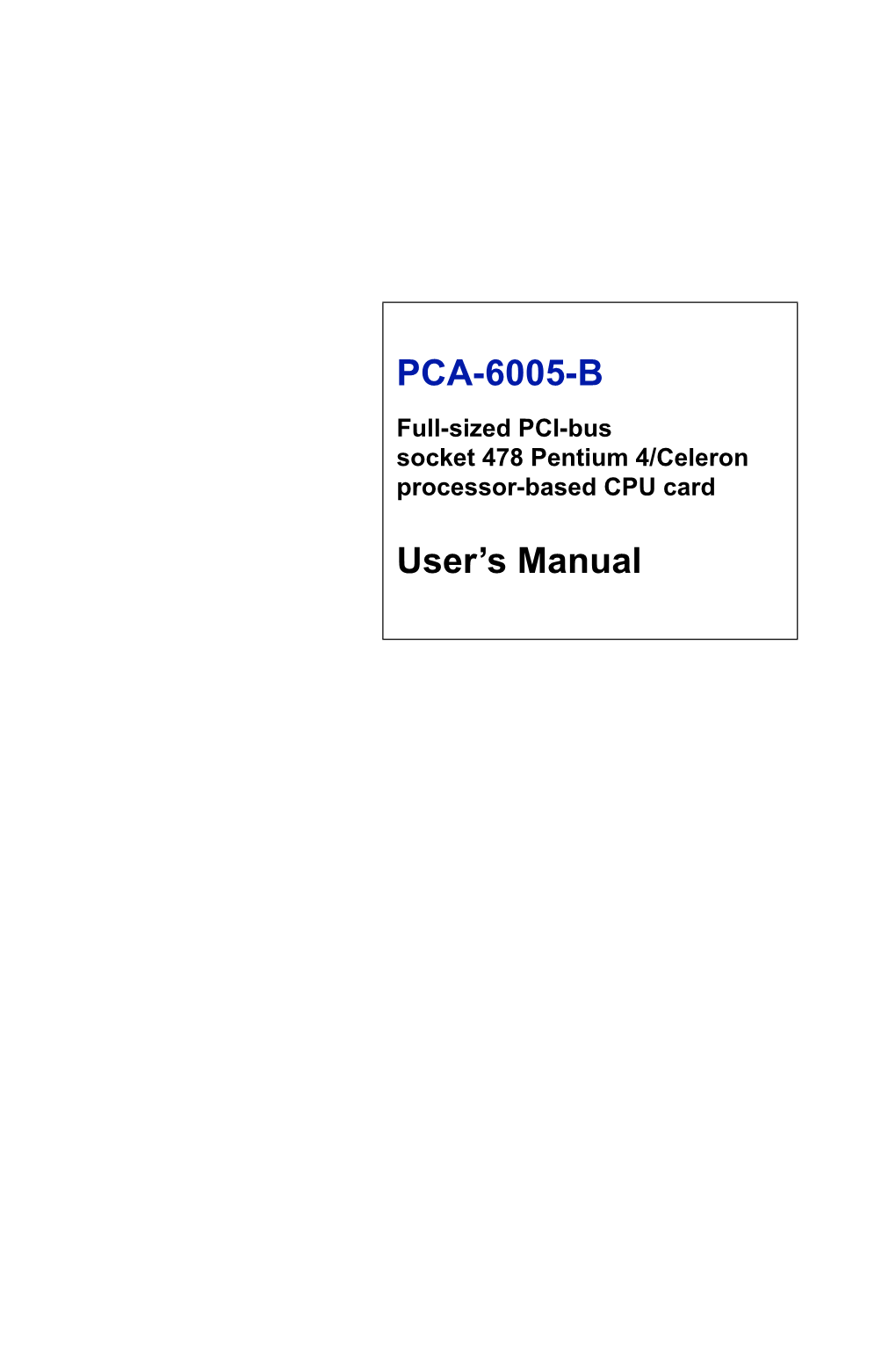 PCA-6005-B User's Manual