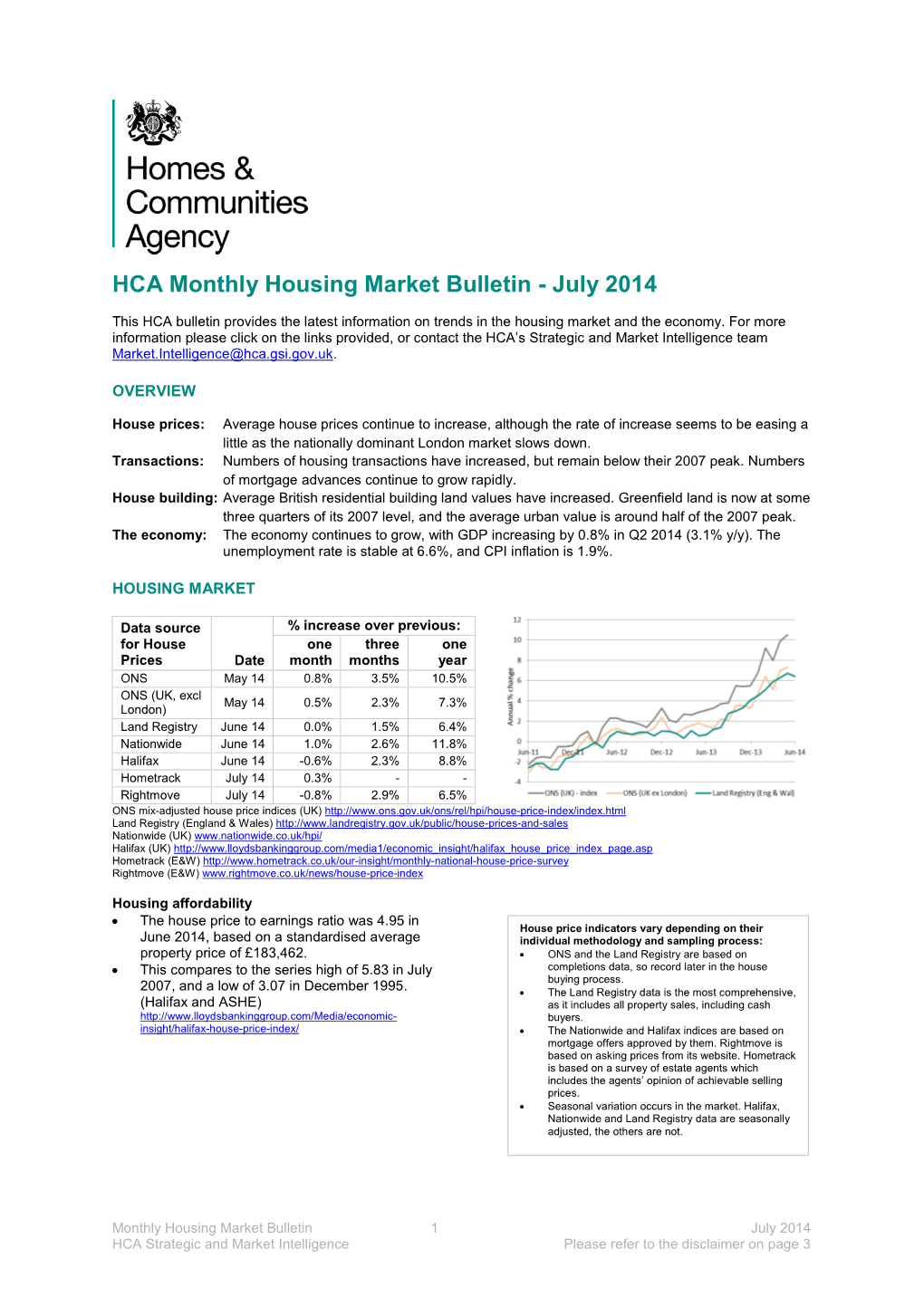 HCA Monthly Housing Market Bulletin - July 2014