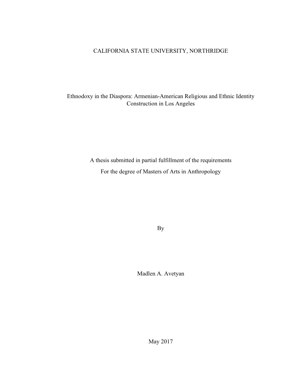 Armenian-American Religious and Ethnic Identity Construction in Los Angeles