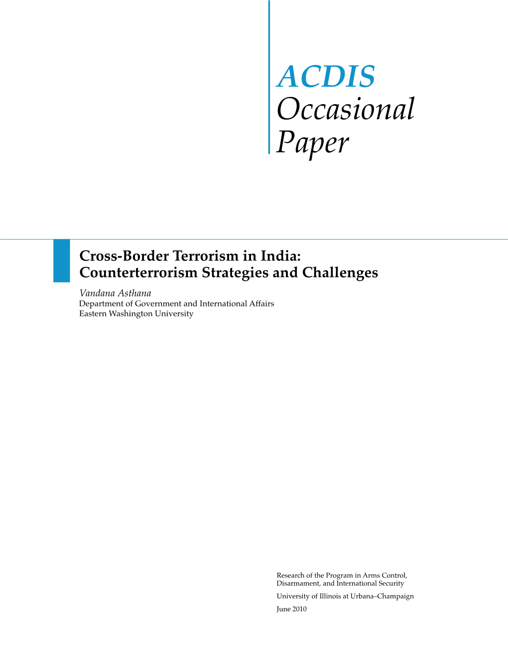 Cross-Border Terrorism in India Counterterrorism Strategies and Challenges