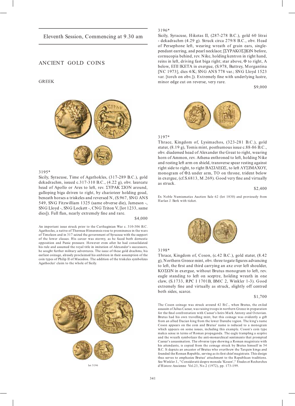 Eleventh Session, Commencing at 9.30 Am ANCIENT GOLD COINS