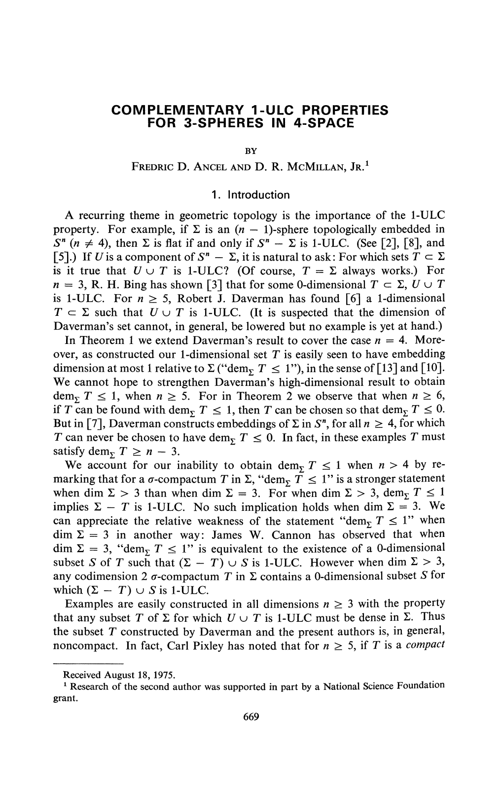 Complementary 1-Ulc Properties for 3-Spheres in 4-Space