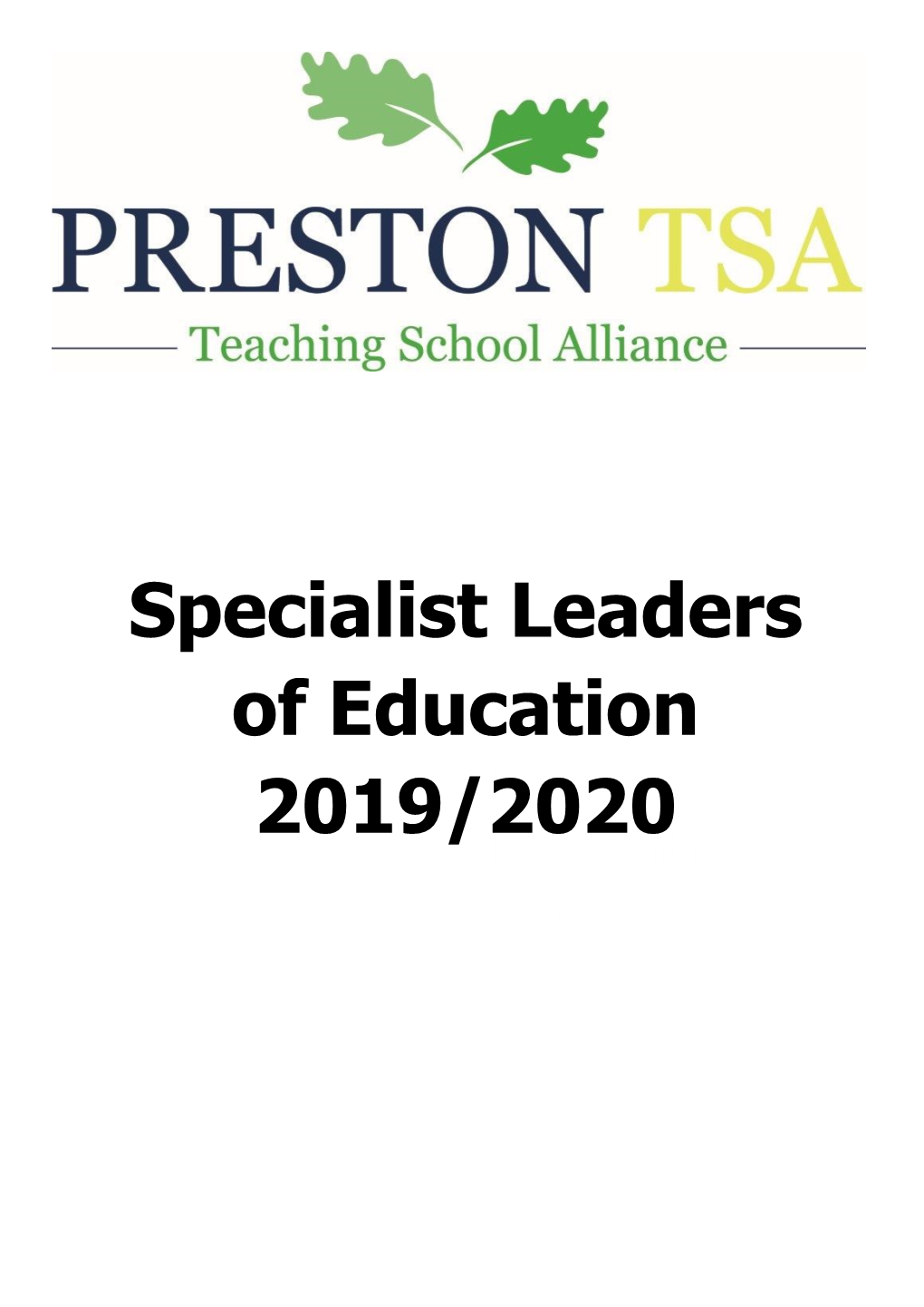 Specialist Leaders of Education 2019/2020