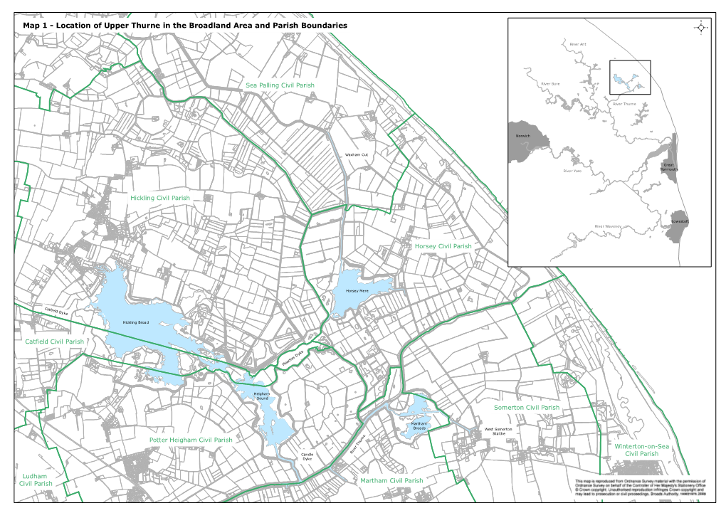 Map 1 - Location of Upper Thurne in the Broadland Area and Parish Boundaries ²