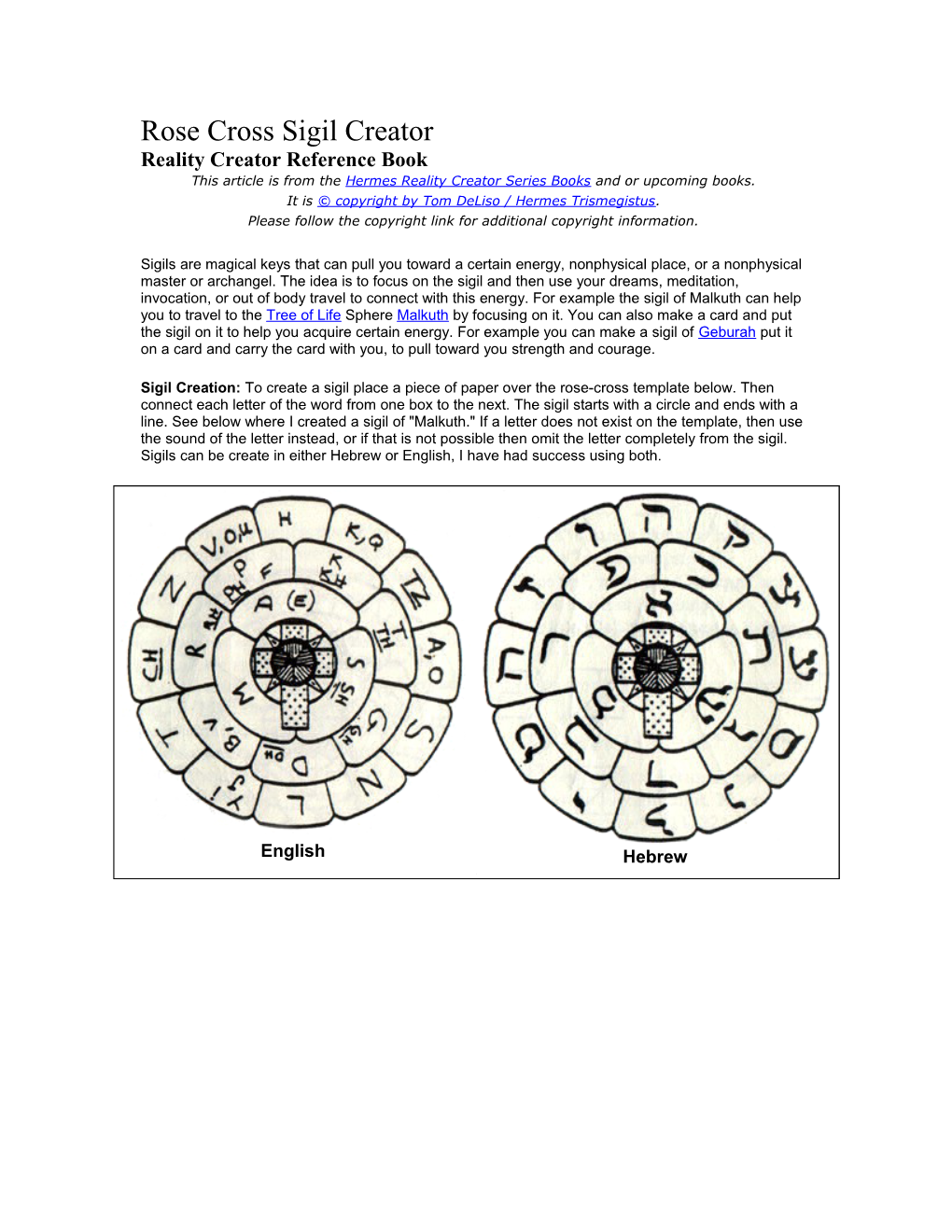 Rose Cross Sigil Creator