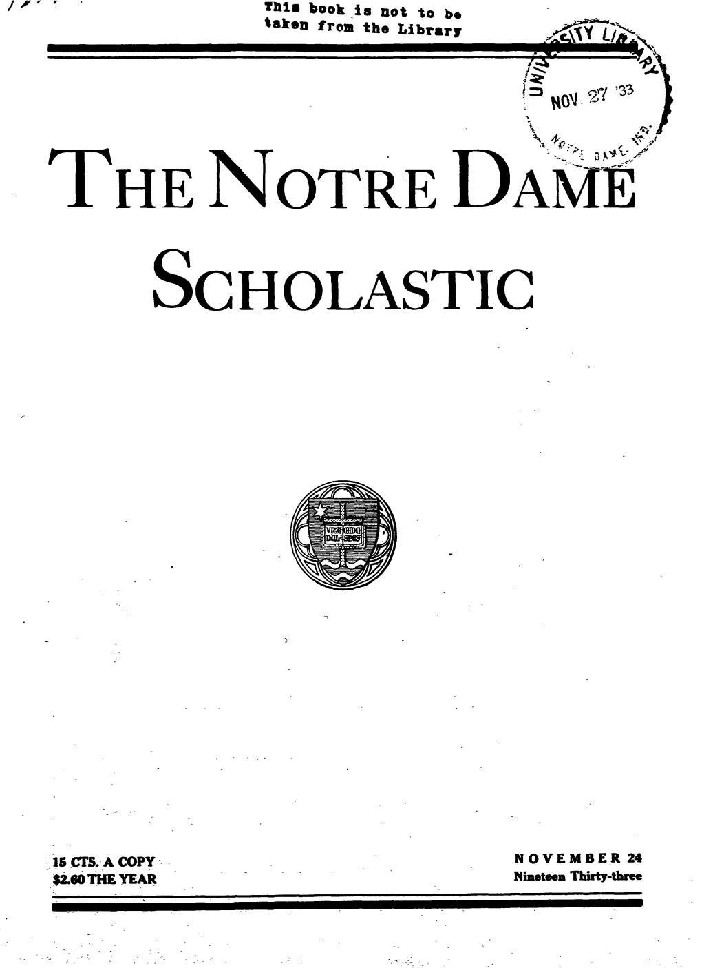 Notre Dame Scholastic, Vol. 67, No. 09