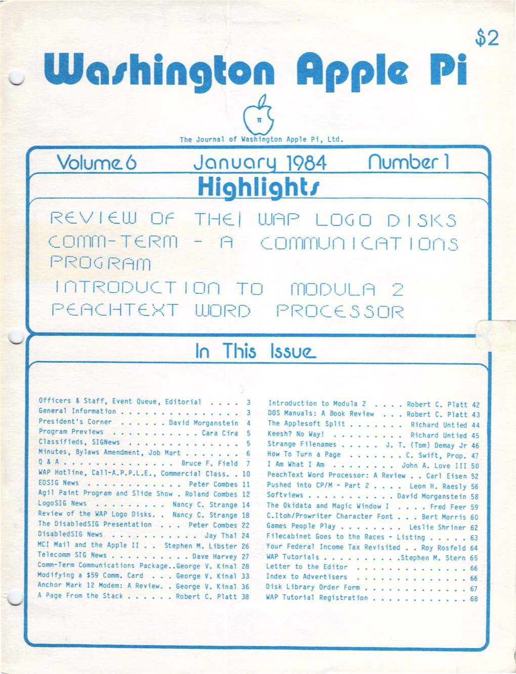Washington Apple Pi Journal, January 1984