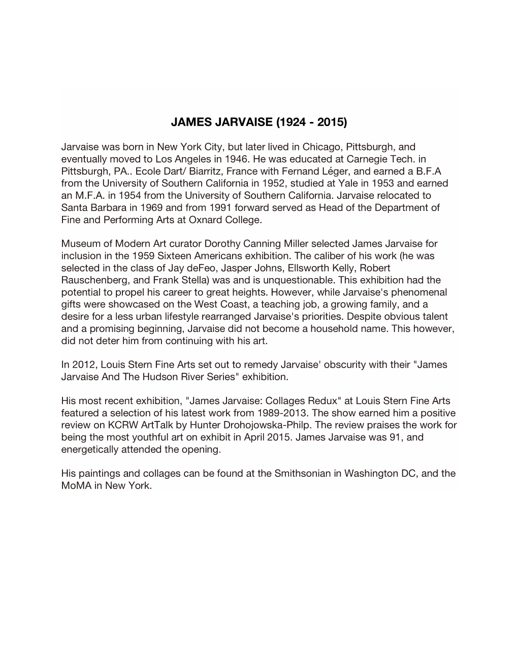 James Jarvaise (1924 - 2015)