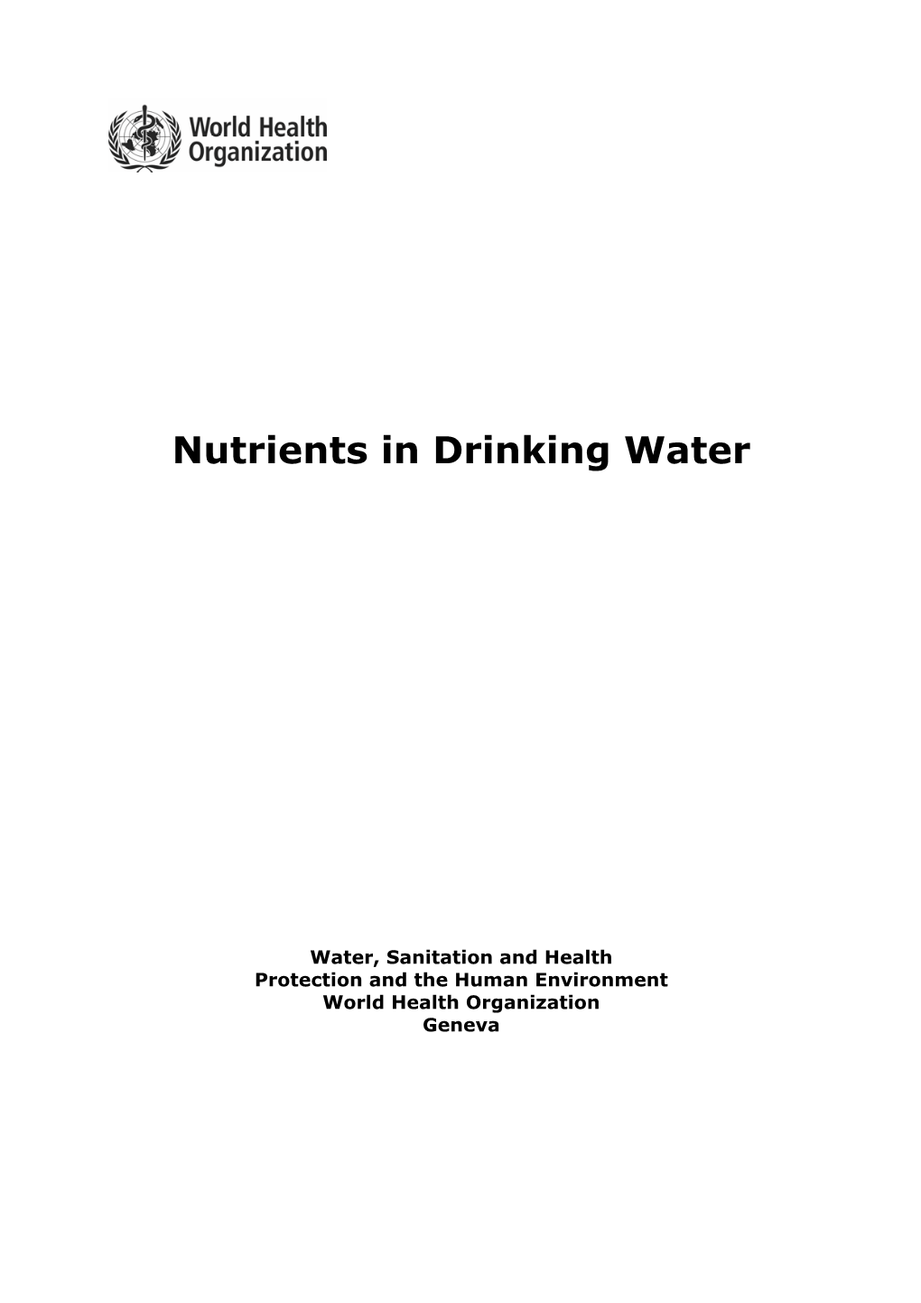 Nutrients in Drinking Water
