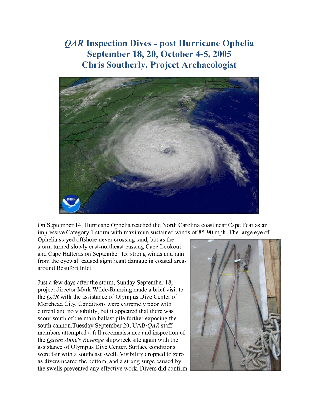 Fall 2005 Post Ophelia Assessment Report