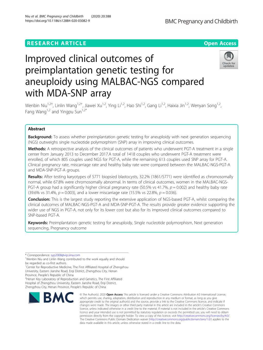 Improved Clinical Outcomes of Preimplantation Genetic Testing For