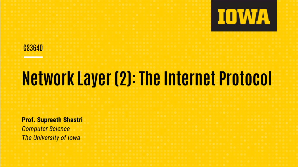 Network Layer (2): the Internet Protocol