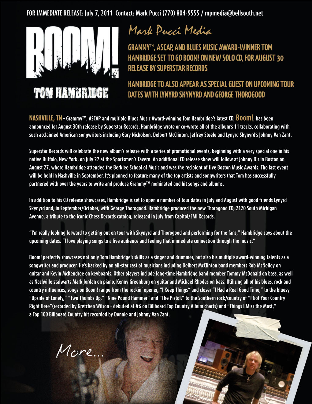 Grammy™, Ascap, and Blues Music Award-Winner Tom Hambridge