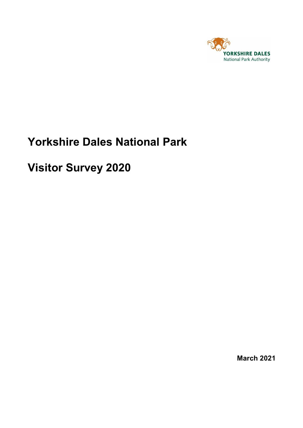 Yorkshire Dales National Park Visitor Survey 2020