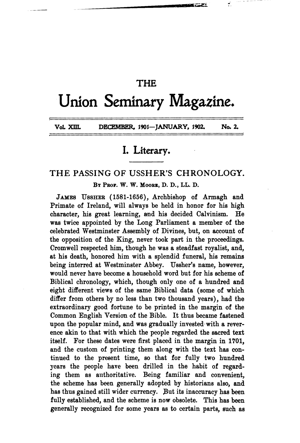 The Passing of Ussher's Chronology