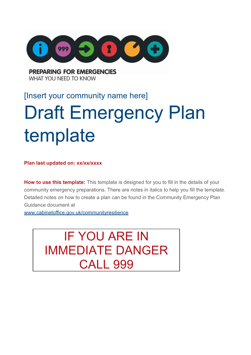 Community Emergency Plan Template