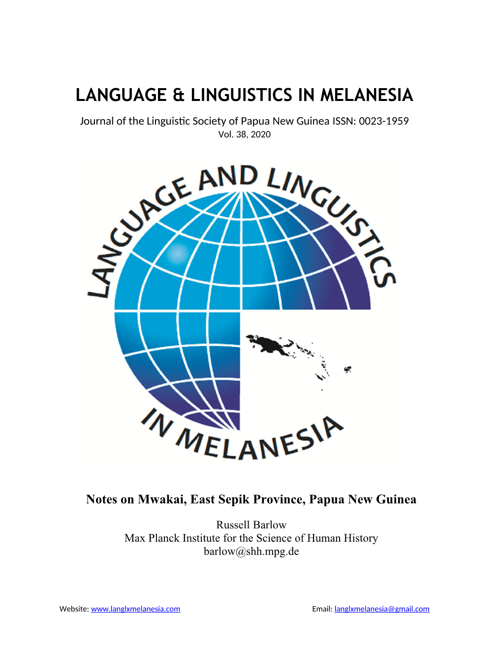 Language & Linguistics in Melanesia