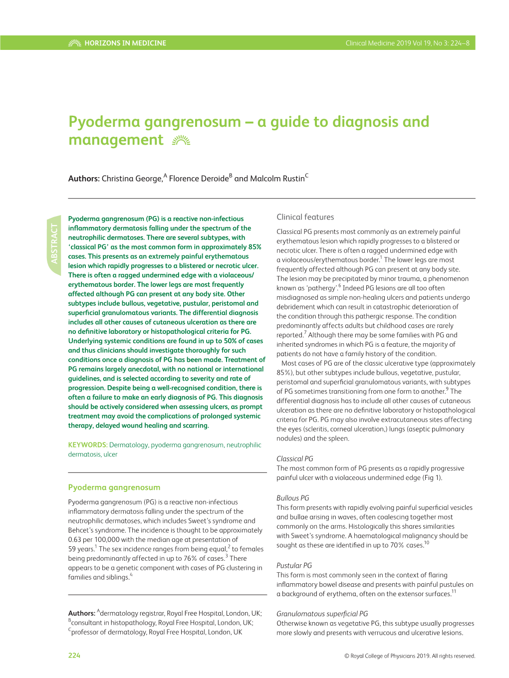Pyoderma Gangrenosum – a Guide to Diagnosis and Management
