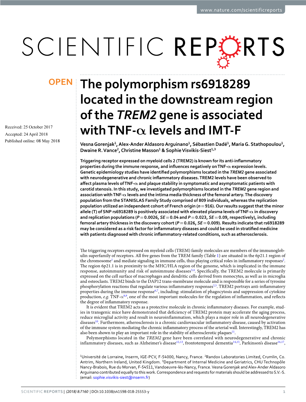 The Polymorphism Rs6918289 Located in the Downstream Region of The