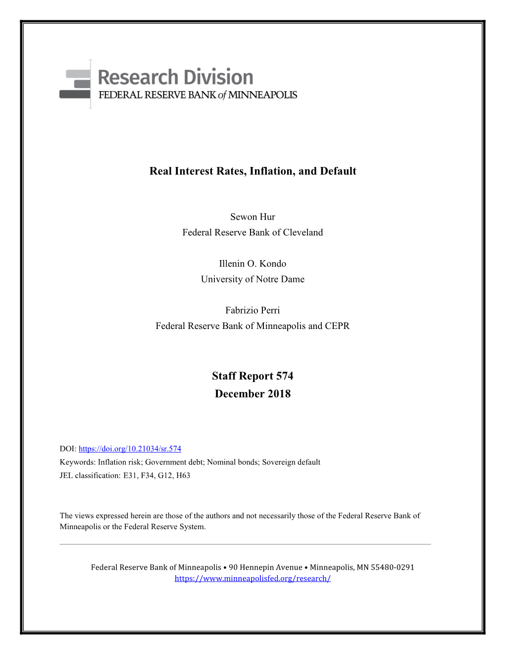 Real Interest Rates, Inflation, and Default