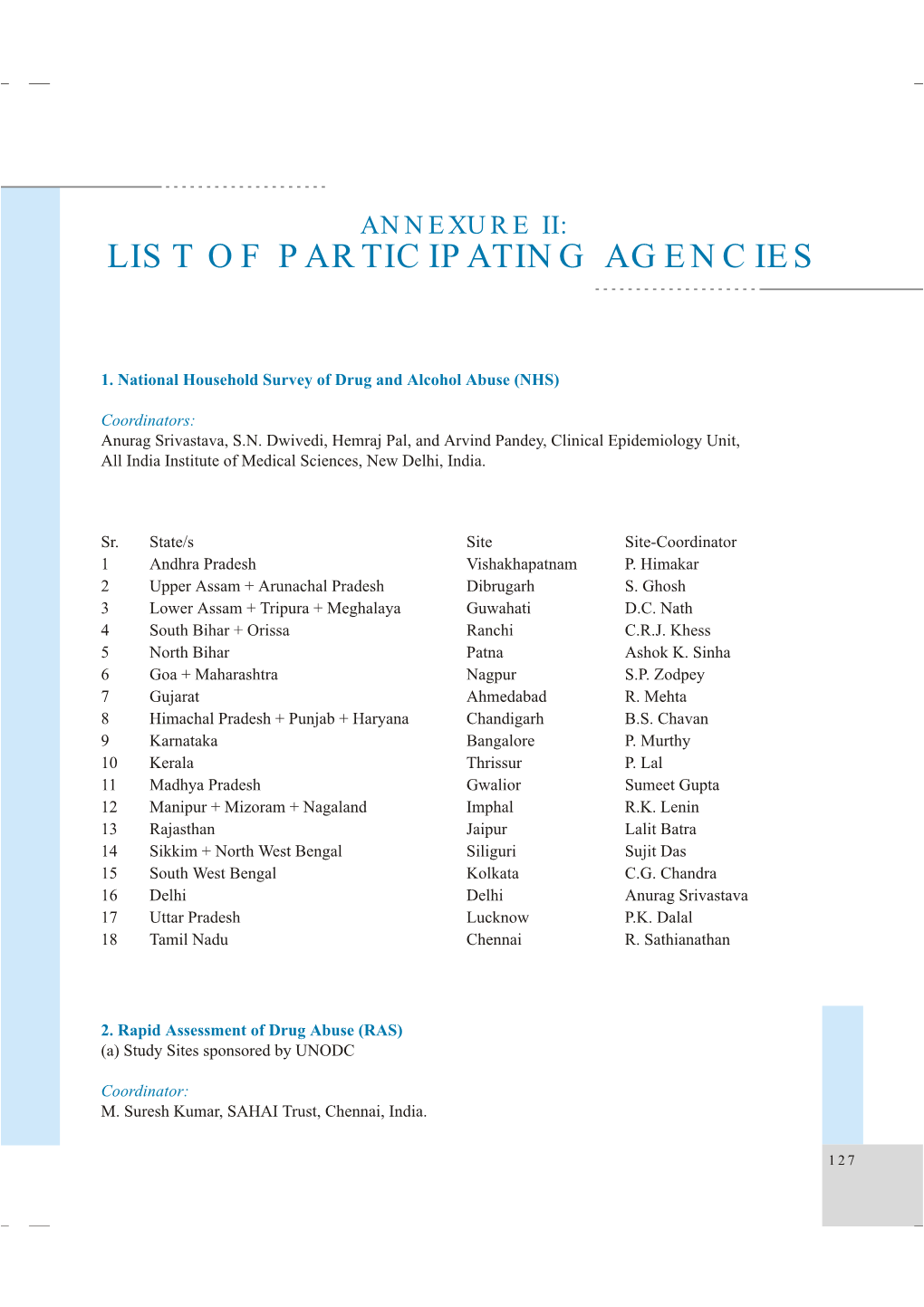 List of Participating Agencies